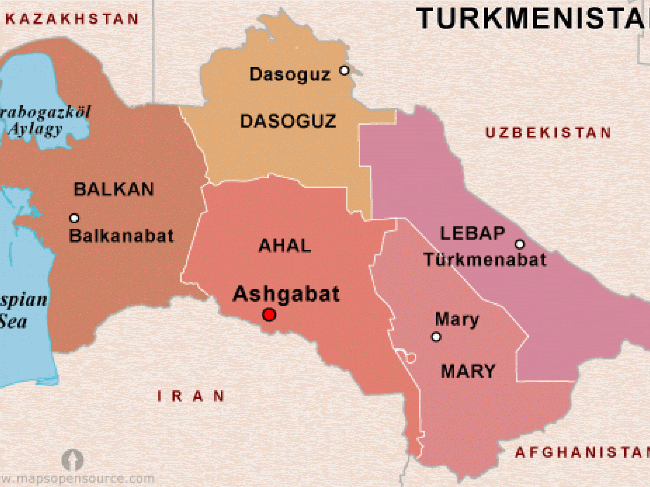 Turkmenistan kartalla