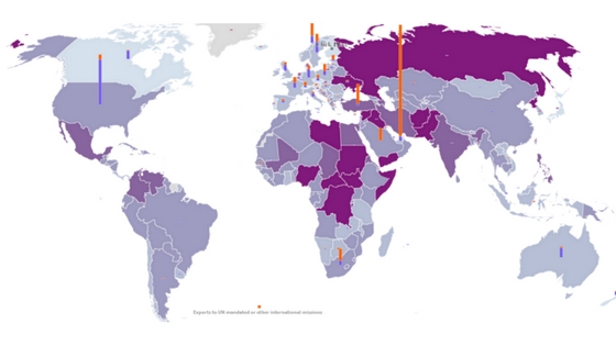 Asevalvontaraportti näyttää Suomen aseviennit maailmankartalla